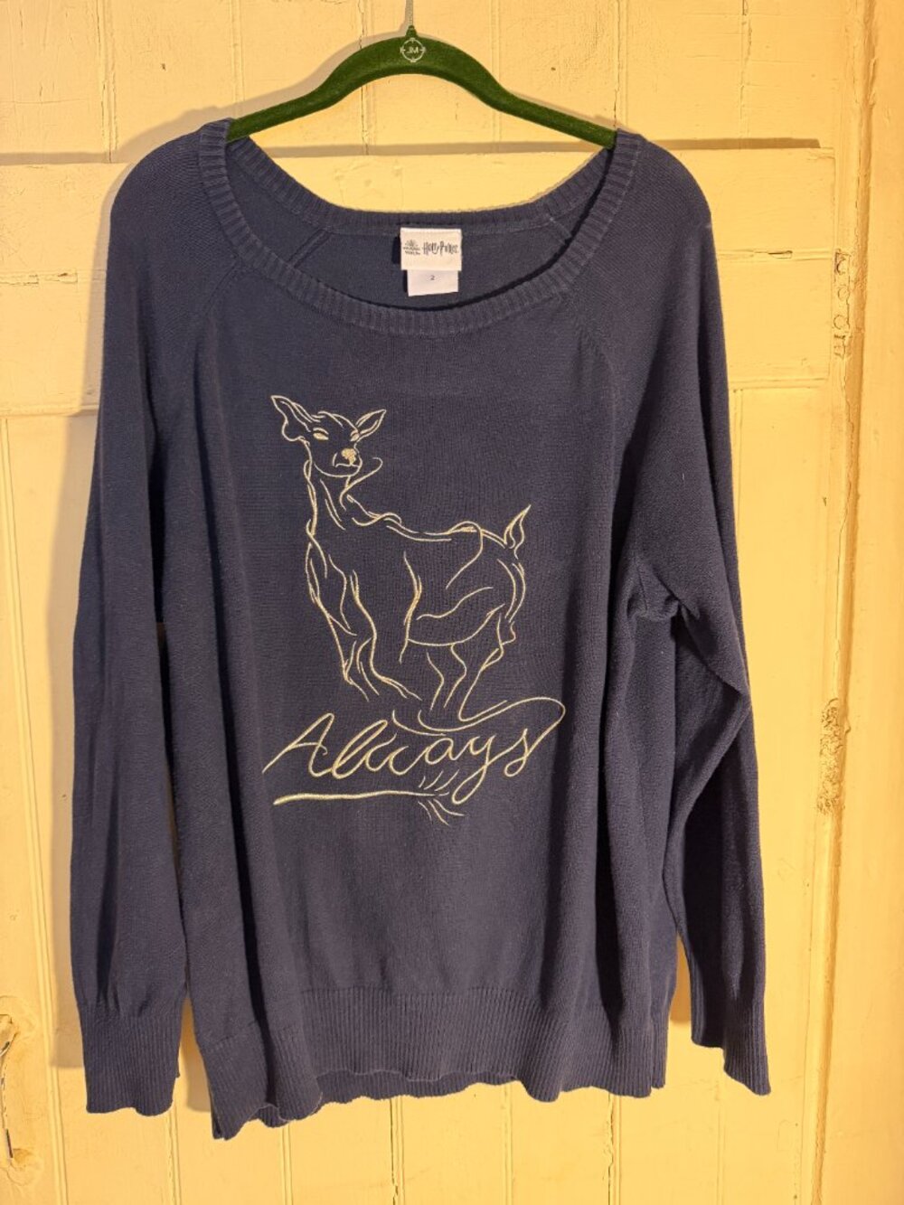 Torrid Harry Potter 'Always" Patronus Navy Blue Pullover Sweater Sz 2 (2X)